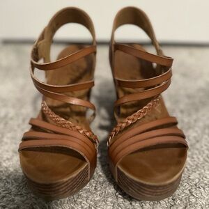 Blowfish Brown Strappy Wedges
